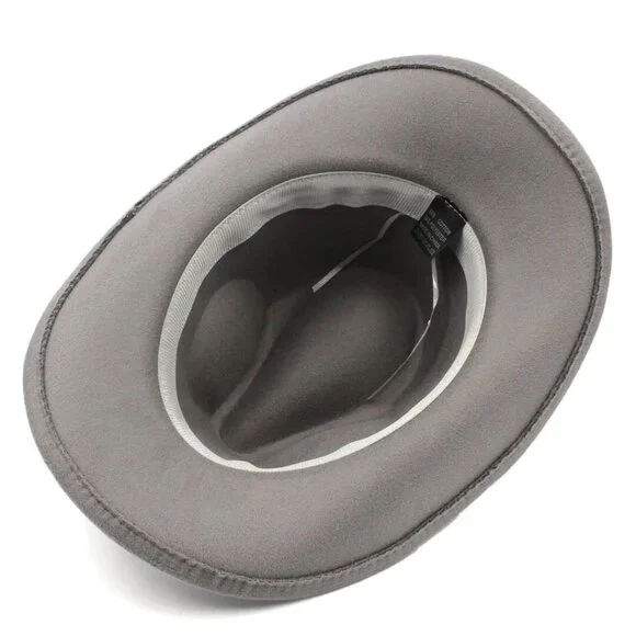 Gray Western Cowboy Cowgirl Hat, Skull Ace Band, Felt Wide Brim Men Women Rodeo - Picture 2 of 3